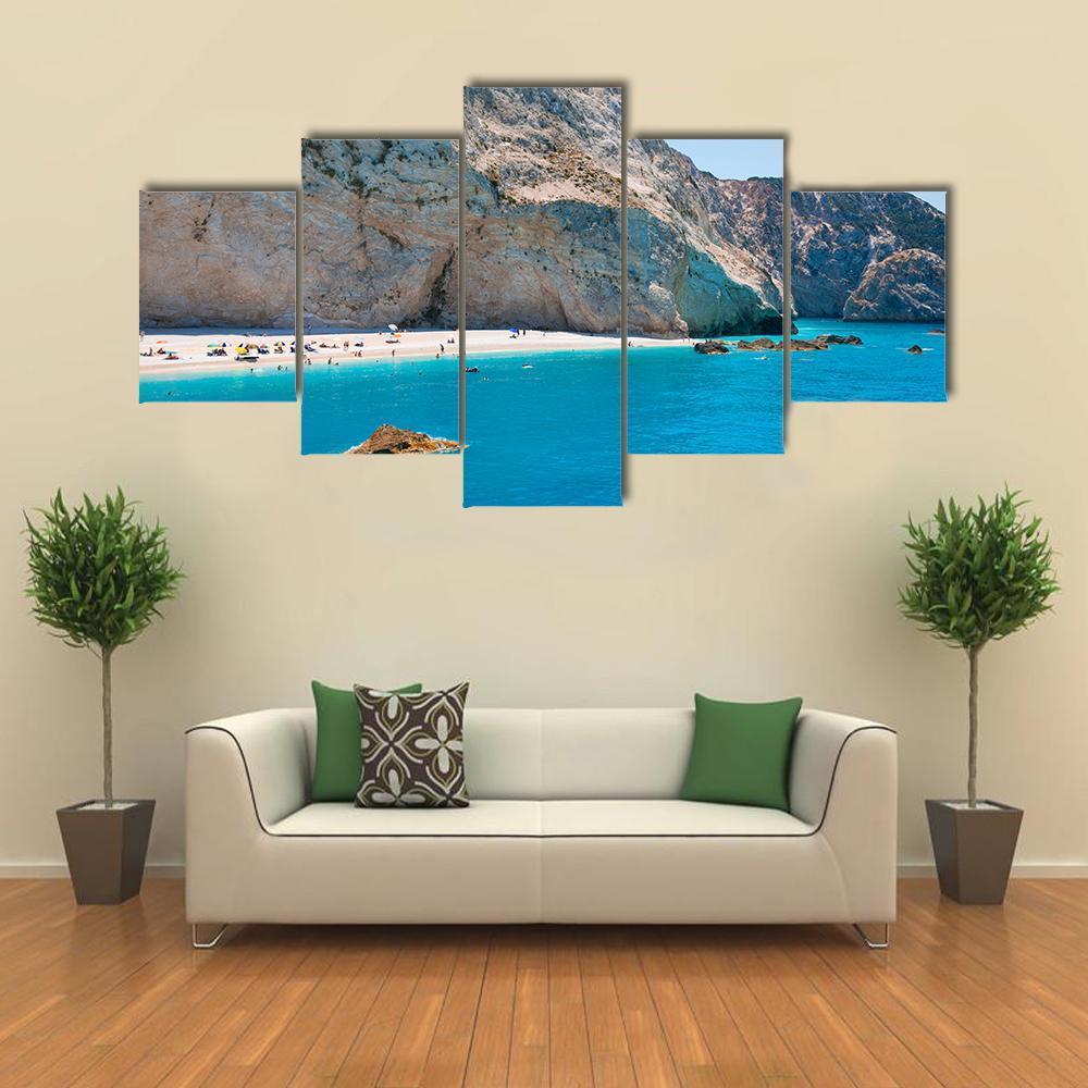 Porto Katsiki Beach Canvas Wall Art-5 Star-Gallery Wrap-62" x 32"-Tiaracle