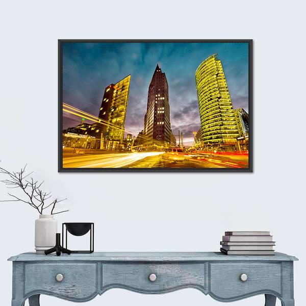 Potsdamer Platz In The City Center Of Berlin Canvas Wall Art-1 Piece-Floating Frame-24" x 16"-Tiaracle