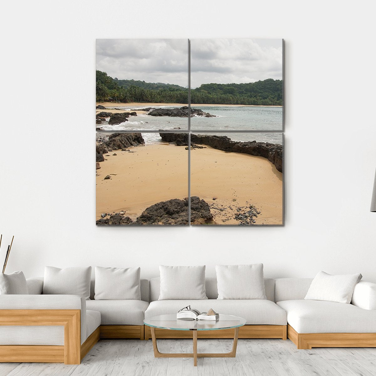Praia Coco On An Overcast Day Canvas Wall Art-4 Square-Gallery Wrap-17" x 17"-Tiaracle