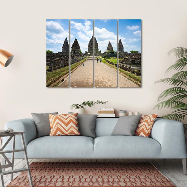 Prambanan Temple Canvas Wall Art-4 Horizontal-Gallery Wrap-34" x 24"-Tiaracle