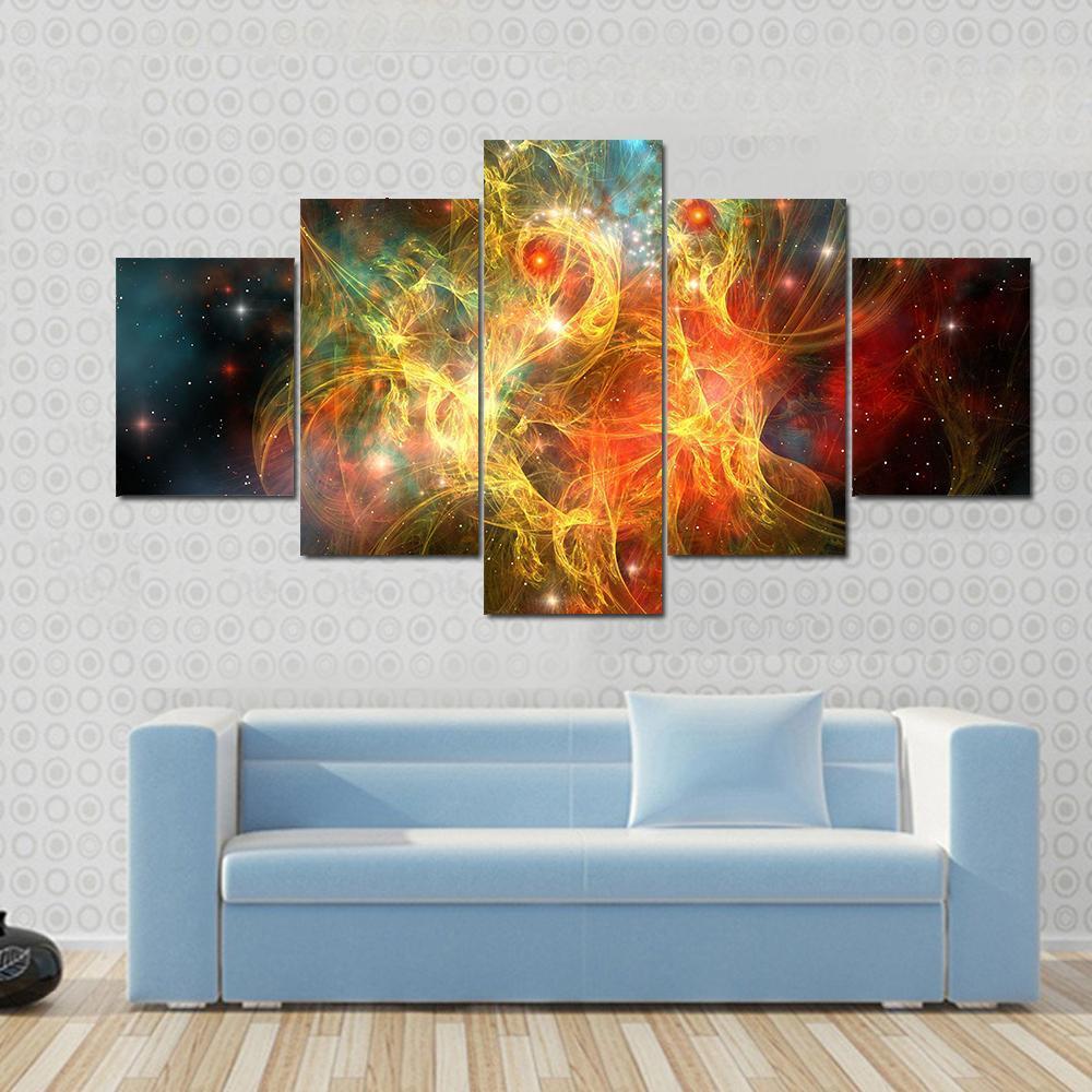 Princess Nebula With A Crown On Her Head Canvas Wall Art-5 Star-Gallery Wrap-62" x 32"-Tiaracle