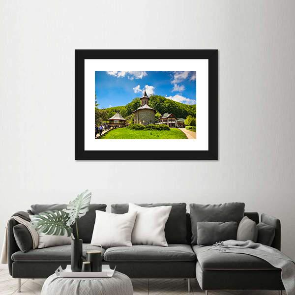 Prislop Monastery Hateg In Romania Canvas Wall Art-3 Horizontal-Gallery Wrap-25" x 16"-Tiaracle