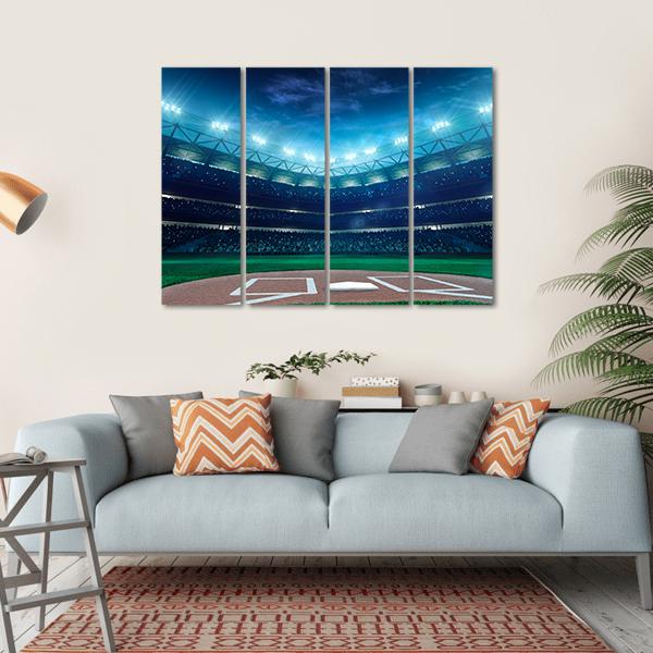 Professional Baseball Grand Arena In The Night Canvas Wall Art-4 Horizontal-Gallery Wrap-34" x 24"-Tiaracle