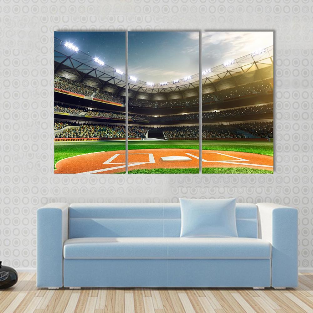 Baseball Grand Arena Canvas Wall Art-3 Horizontal-Gallery Wrap-37" x 24"-Tiaracle