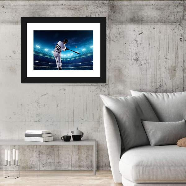 Professional Baseball Players On The Grand Arena In Night Canvas Wall Art-3 Horizontal-Gallery Wrap-25" x 16"-Tiaracle