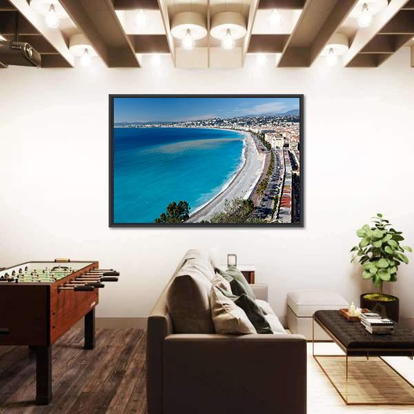 Promenade Des Anglais And Beach In Nice Canvas Wall Art-3 Horizontal-Gallery Wrap-25" x 16"-Tiaracle