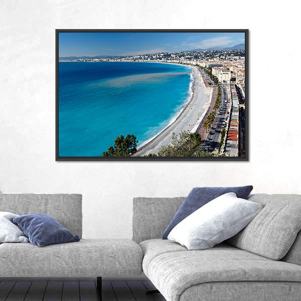 Promenade Des Anglais And Beach In Nice Canvas Wall Art-3 Horizontal-Gallery Wrap-25" x 16"-Tiaracle