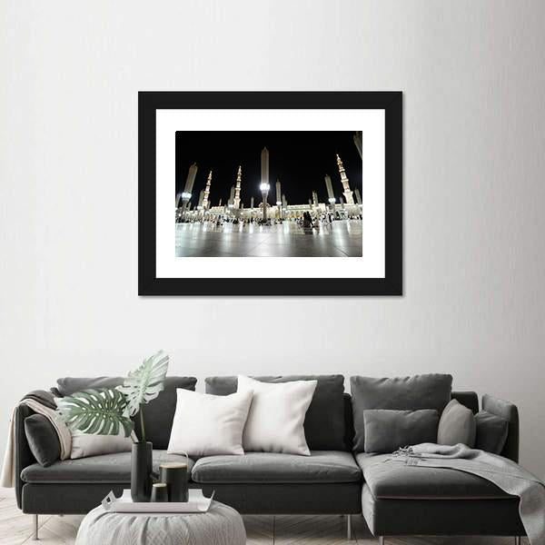 Prophet Mosque Night View Canvas Wall Art-5 Horizontal-Gallery Wrap-22" x 12"-Tiaracle