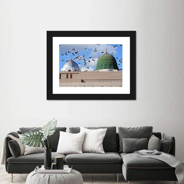 Prophet Muhammed Holy Mosque Canvas Wall Art-3 Horizontal-Gallery Wrap-25" x 16"-Tiaracle