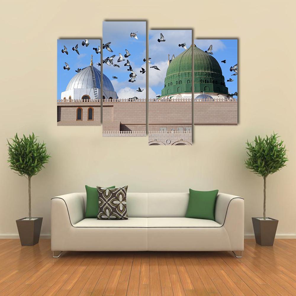 Prophet Muhammed Holy Mosque Canvas Wall Art-4 Pop-Gallery Wrap-50" x 32"-Tiaracle