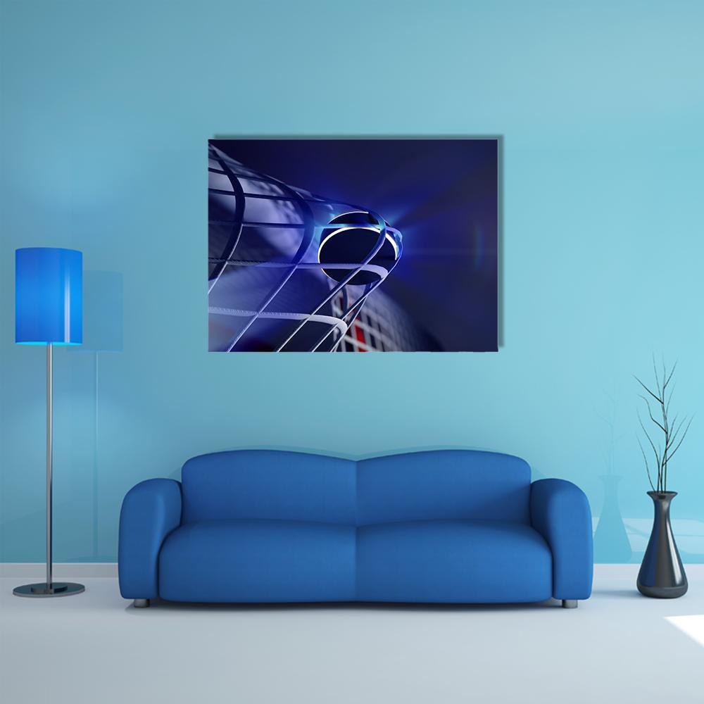 Puck In Net Of Ice Hockey Goal Canvas Wall Art-1 Piece-Gallery Wrap-48" x 32"-Tiaracle