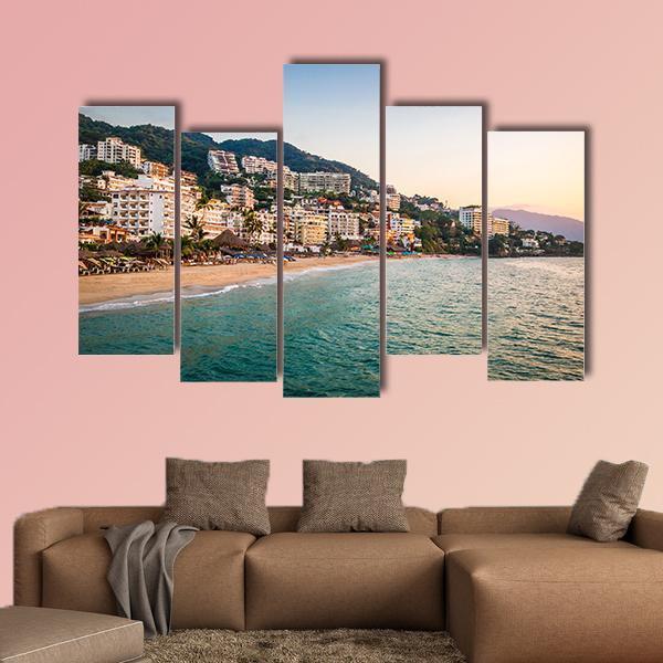 Puerto Vallarta In Jalisco Mexico Canvas Wall Art-5 Pop-Gallery Wrap-47" x 32"-Tiaracle