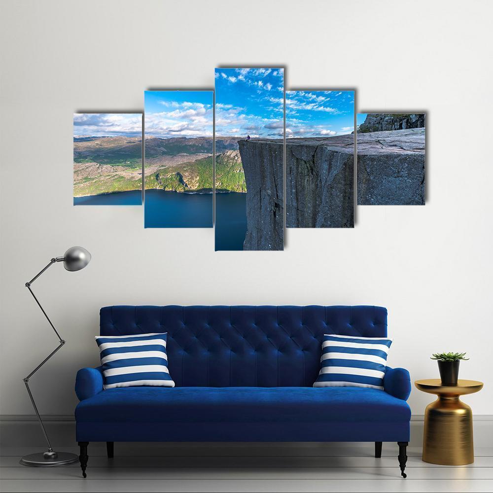 Pulpit Rock Norway Canvas Wall Art-5 Star-Gallery Wrap-62" x 32"-Tiaracle