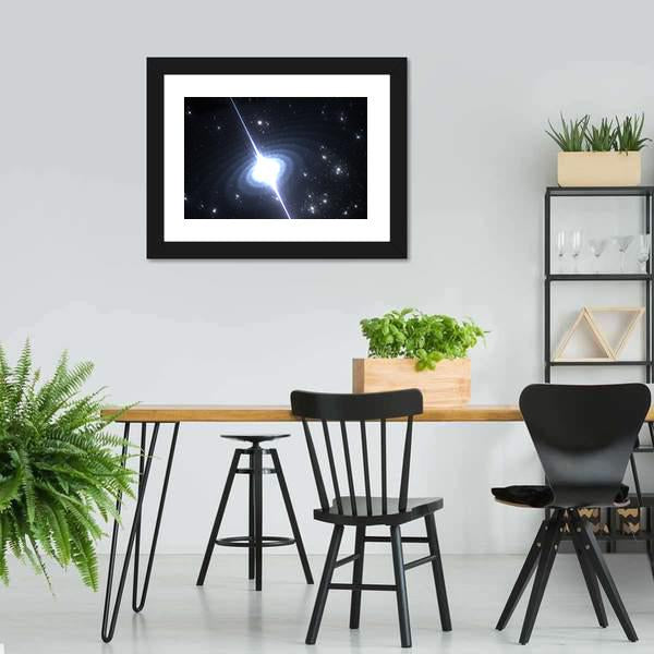 Pulsar Rotating Neutron Star Canvas Wall Art-3 Horizontal-Gallery Wrap-25" x 16"-Tiaracle