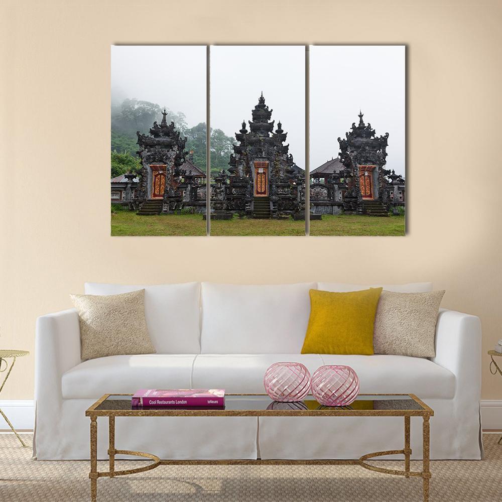 Pura Ulun Danu Buyan Temple Canvas Wall Art-3 Horizontal-Gallery Wrap-37" x 24"-Tiaracle