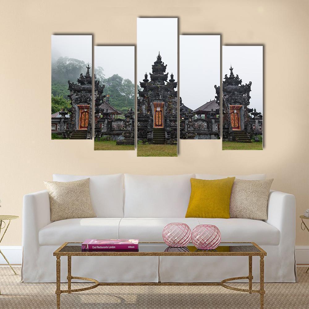 Pura Ulun Danu Buyan Temple Canvas Wall Art-5 Pop-Gallery Wrap-47" x 32"-Tiaracle
