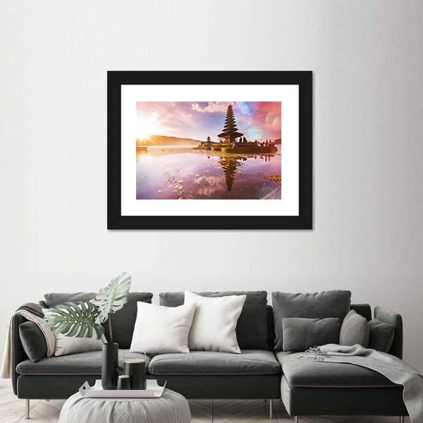 Pura Ulun Danu Temple Bali Canvas Wall Art-3 Horizontal-Gallery Wrap-25" x 16"-Tiaracle