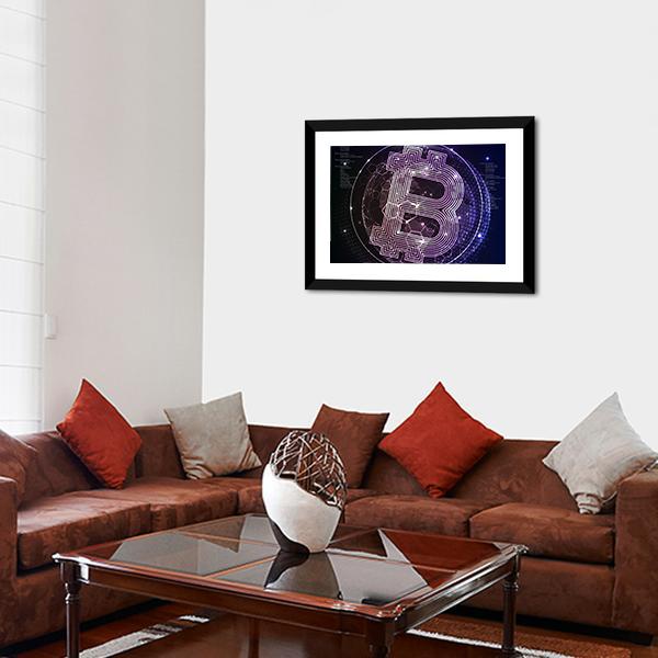Purple Bitcoin Canvas Wall Art-3 Horizontal-Gallery Wrap-25" x 16"-Tiaracle