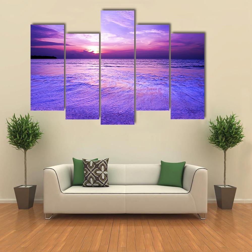 Purple Blurred Wave Motion Canvas Wall Art-5 Pop-Gallery Wrap-47" x 32"-Tiaracle