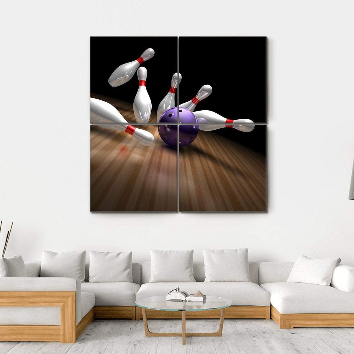 Purple Bowling Ball Canvas Wall Art-4 Square-Gallery Wrap-17" x 17"-Tiaracle
