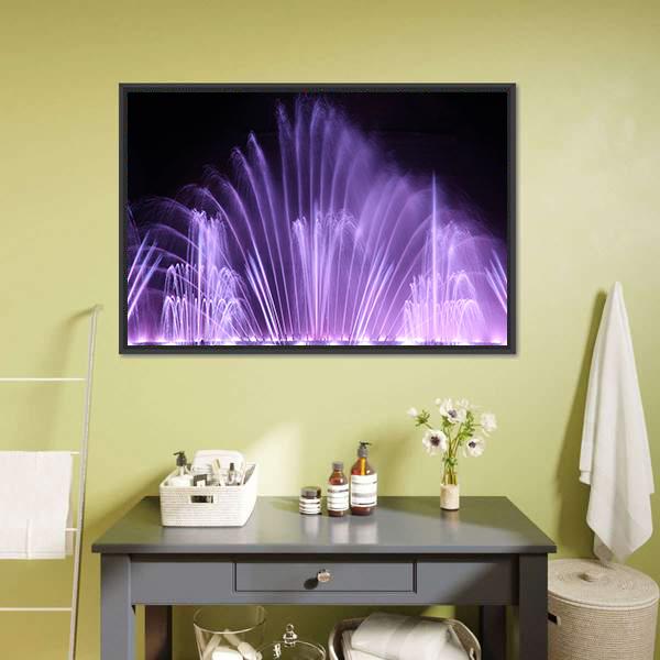 Purple Dancing Fountains Canvas Wall Art-5 Horizontal-Gallery Wrap-22" x 12"-Tiaracle