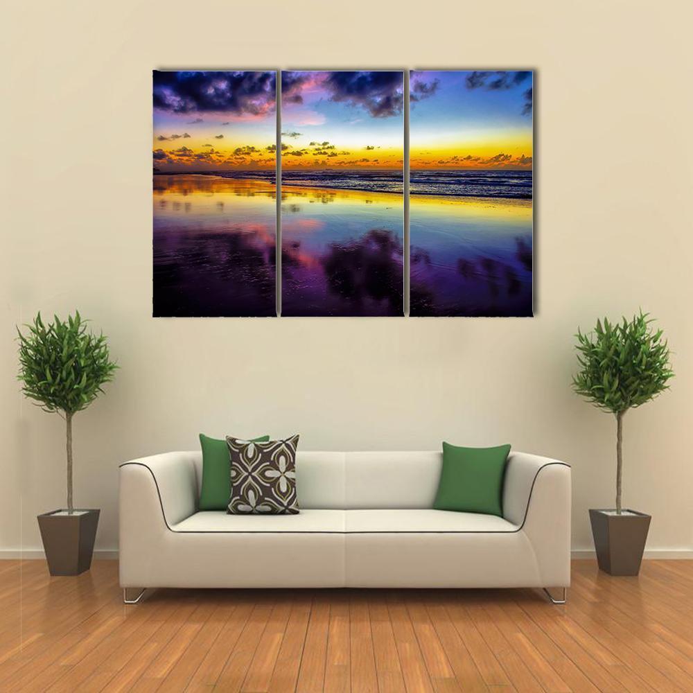 Purple Twilight On Porto de Galinhas In Brazil Canvas Wall Art-3 Horizontal-Gallery Wrap-37" x 24"-Tiaracle