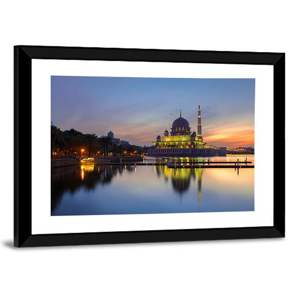 Putra Mosque In Malaysia Panoramic Canvas Wall Art-1 Piece-36" x 12"-Tiaracle