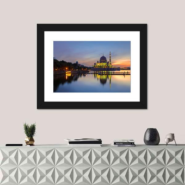 Putra Mosque In Malaysia Panoramic Canvas Wall Art-1 Piece-36" x 12"-Tiaracle