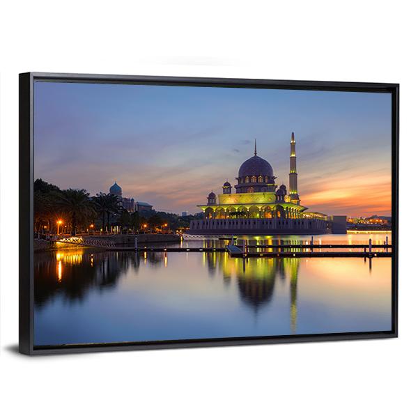 Putra Mosque In Malaysia Panoramic Canvas Wall Art-1 Piece-36" x 12"-Tiaracle