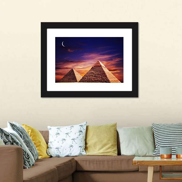 Pyramid In Giza Canvas Wall Art-3 Horizontal-Gallery Wrap-25" x 16"-Tiaracle