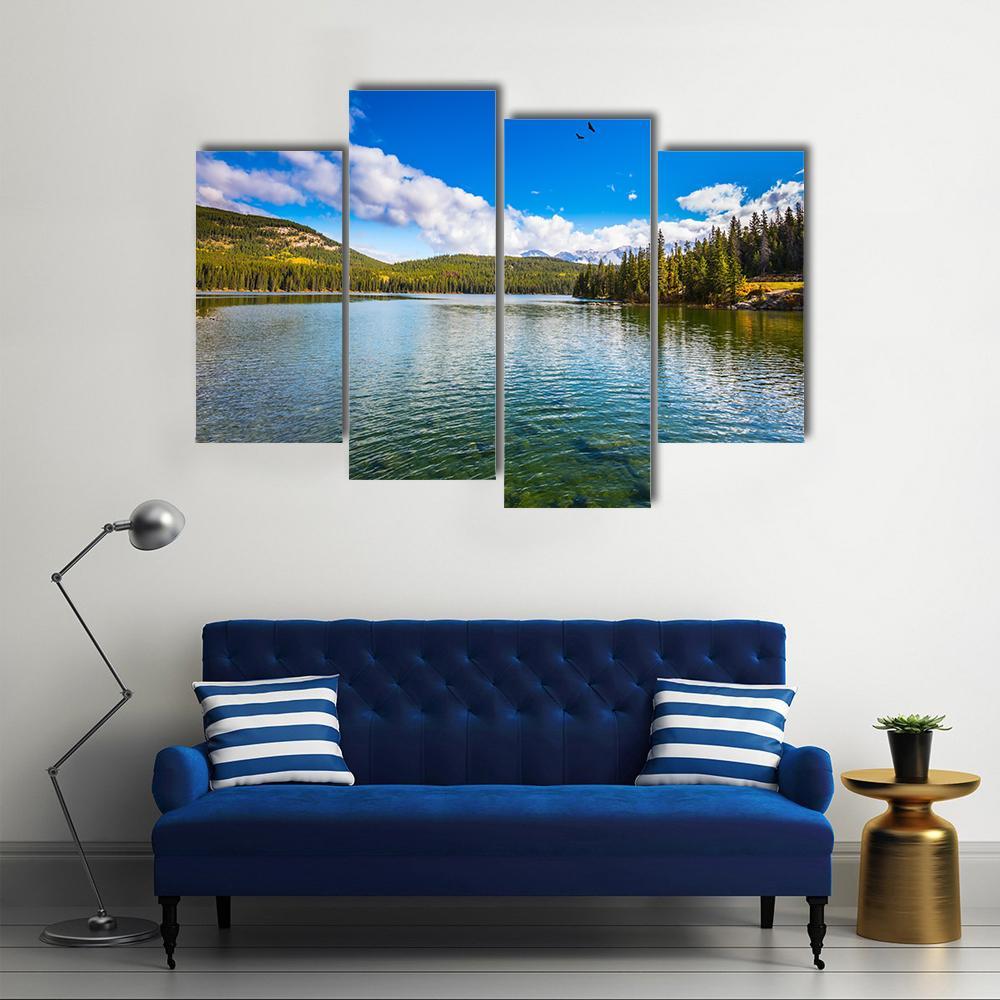 Pyramid Lake In Canada Canvas Wall Art-4 Pop-Gallery Wrap-50" x 32"-Tiaracle
