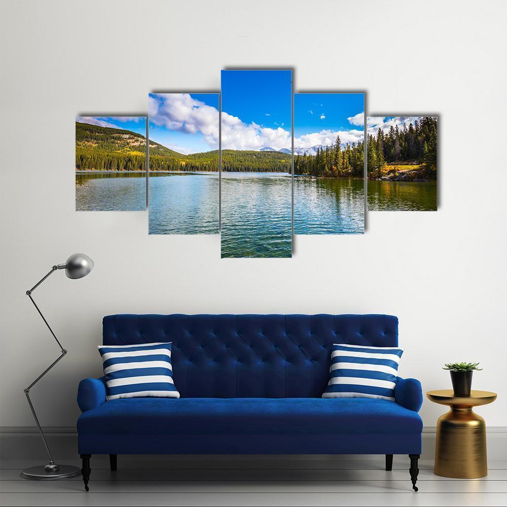 Pyramid Lake In Canada Canvas Wall Art-5 Star-Gallery Wrap-62" x 32"-Tiaracle