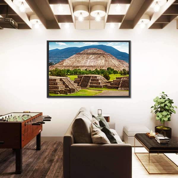 Pyramid Of The Sun And Moon Canvas Wall Art-3 Horizontal-Gallery Wrap-25" x 16"-Tiaracle