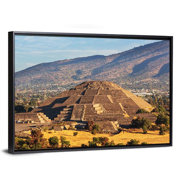 Pyramid Of The Sun Teotihuacan Canvas Wall Art-3 Horizontal-Gallery Wrap-25" x 16"-Tiaracle
