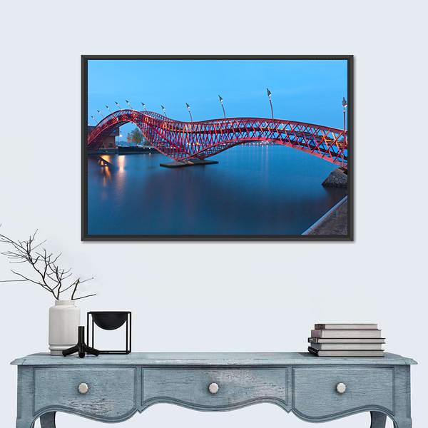 Python Bridge In Amsterdam Canvas Wall Art-1 Piece-Floating Frame-24" x 16"-Tiaracle