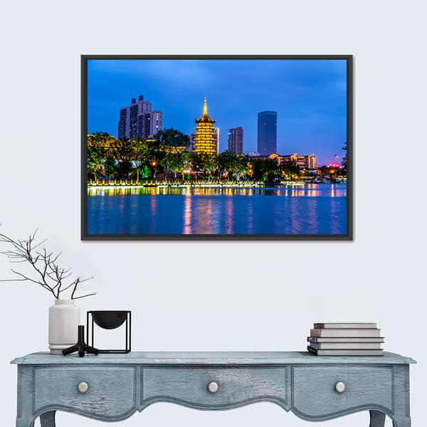 Qingjiangpu Building Huai'an Canvas Wall Art-1 Piece-Floating Frame-24" x 16"-Tiaracle