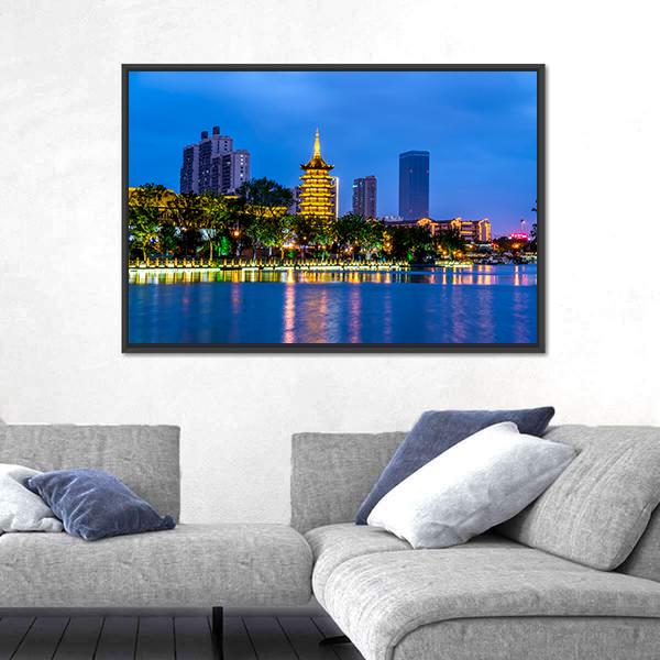Qingjiangpu Building Huai'an Canvas Wall Art-3 Horizontal-Gallery Wrap-25" x 16"-Tiaracle