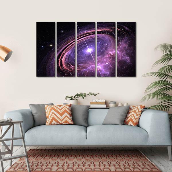 Quasar Surrounded By An Orbiting Accretion Disk Of Gas Canvas Wall Art-5 Horizontal-Gallery Wrap-22" x 12"-Tiaracle