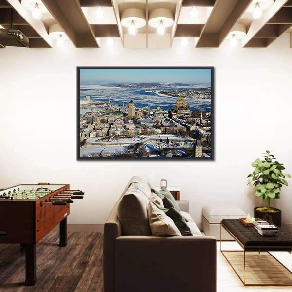 Quebec City In Winter Canvas Wall Art-5 Horizontal-Gallery Wrap-22" x 12"-Tiaracle