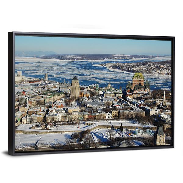Quebec City In Winter Canvas Wall Art-5 Horizontal-Gallery Wrap-22" x 12"-Tiaracle
