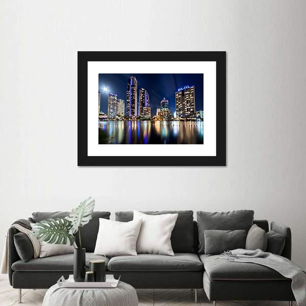 Queensland City At Night Australia Canvas Wall Art-3 Horizontal-Gallery Wrap-25" x 16"-Tiaracle
