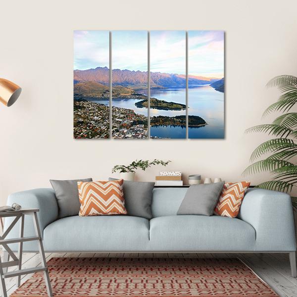 Queenstown Downtown Aerial View Canvas Wall Art-4 Horizontal-Gallery Wrap-34" x 24"-Tiaracle