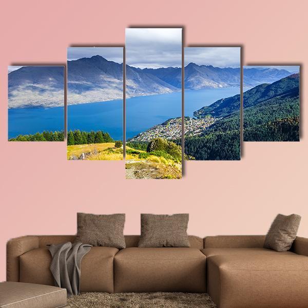 Lake Wakatipu Canvas Wall Art-5 Star-Gallery Wrap-62" x 32"-Tiaracle