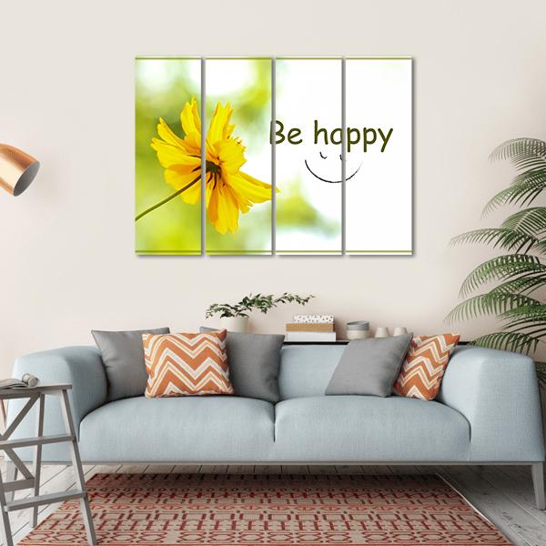 Quote "Be Happy" Canvas Wall Art-1 Piece-Gallery Wrap-36" x 24"-Tiaracle