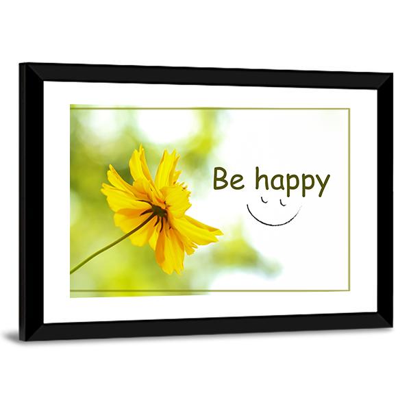 Quote "Be Happy" Canvas Wall Art-5 Horizontal-Gallery Wrap-22" x 12"-Tiaracle