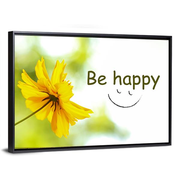 Quote "Be Happy" Canvas Wall Art-5 Horizontal-Gallery Wrap-22" x 12"-Tiaracle