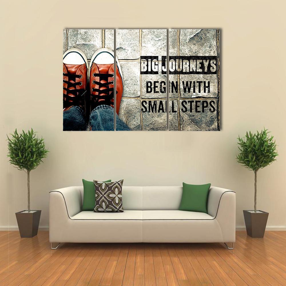 Quote "Big Journeys Begin With Small Steps" Canvas Wall Art-3 Horizontal-Gallery Wrap-37" x 24"-Tiaracle