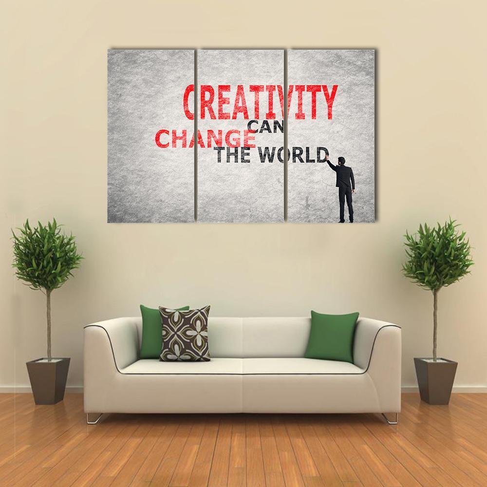 Quote "Creativity Can Change The World" Canvas Wall Art-3 Horizontal-Gallery Wrap-37" x 24"-Tiaracle