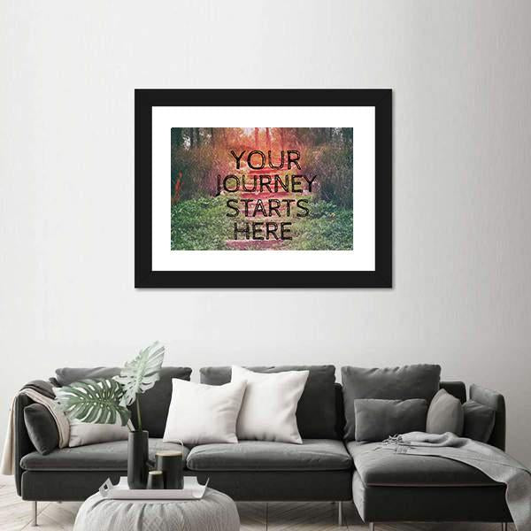Quote "Your Journey Starts Here" Canvas Wall Art-3 Horizontal-Gallery Wrap-25" x 16"-Tiaracle