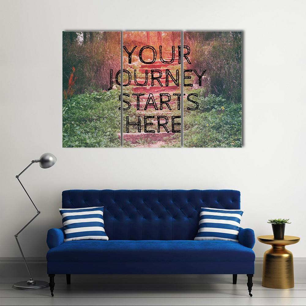 Quote "Your Journey Starts Here" Canvas Wall Art-3 Horizontal-Gallery Wrap-37" x 24"-Tiaracle